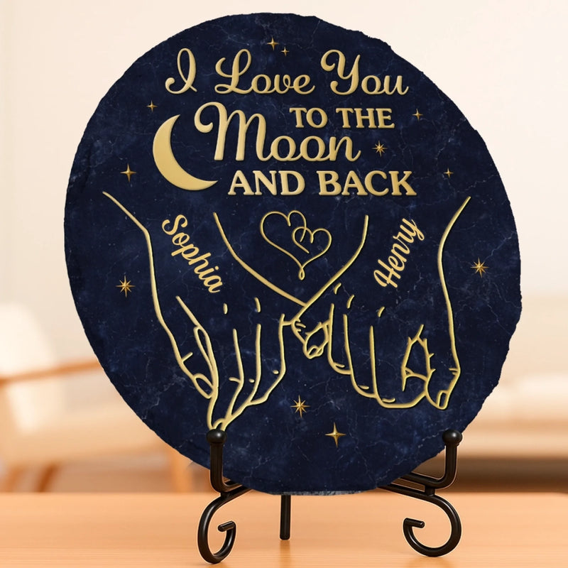 Custom Round Shaped Stone With Stand - Personalized Anniversary Wedding Gifts For Husband And Wife, Him And Her - Our Love Knows No End