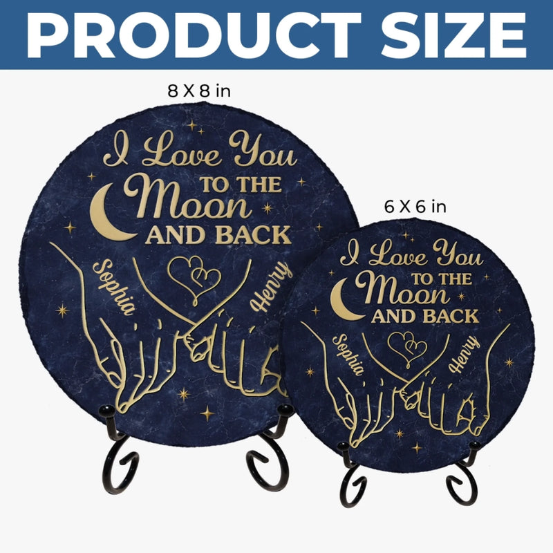Custom Round Shaped Stone With Stand - Personalized Anniversary Wedding Gifts For Husband And Wife, Him And Her - Our Love Knows No End