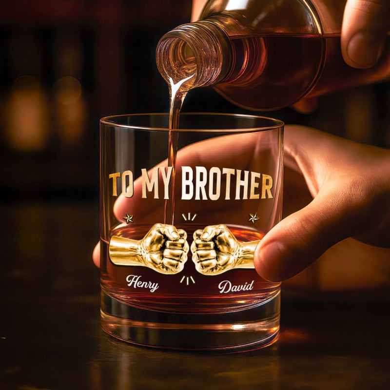 Custom Whiskey Glass - Personalized Birthday Gifts For Brother - Brothers Built By Shared Memories