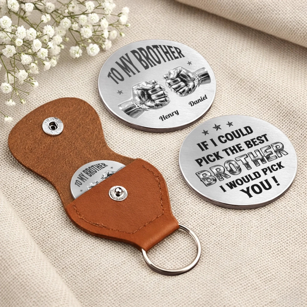 Custom Pocket Hug - Personalized Birthday Gifts For Brother - Brothers Built By Shared Moments