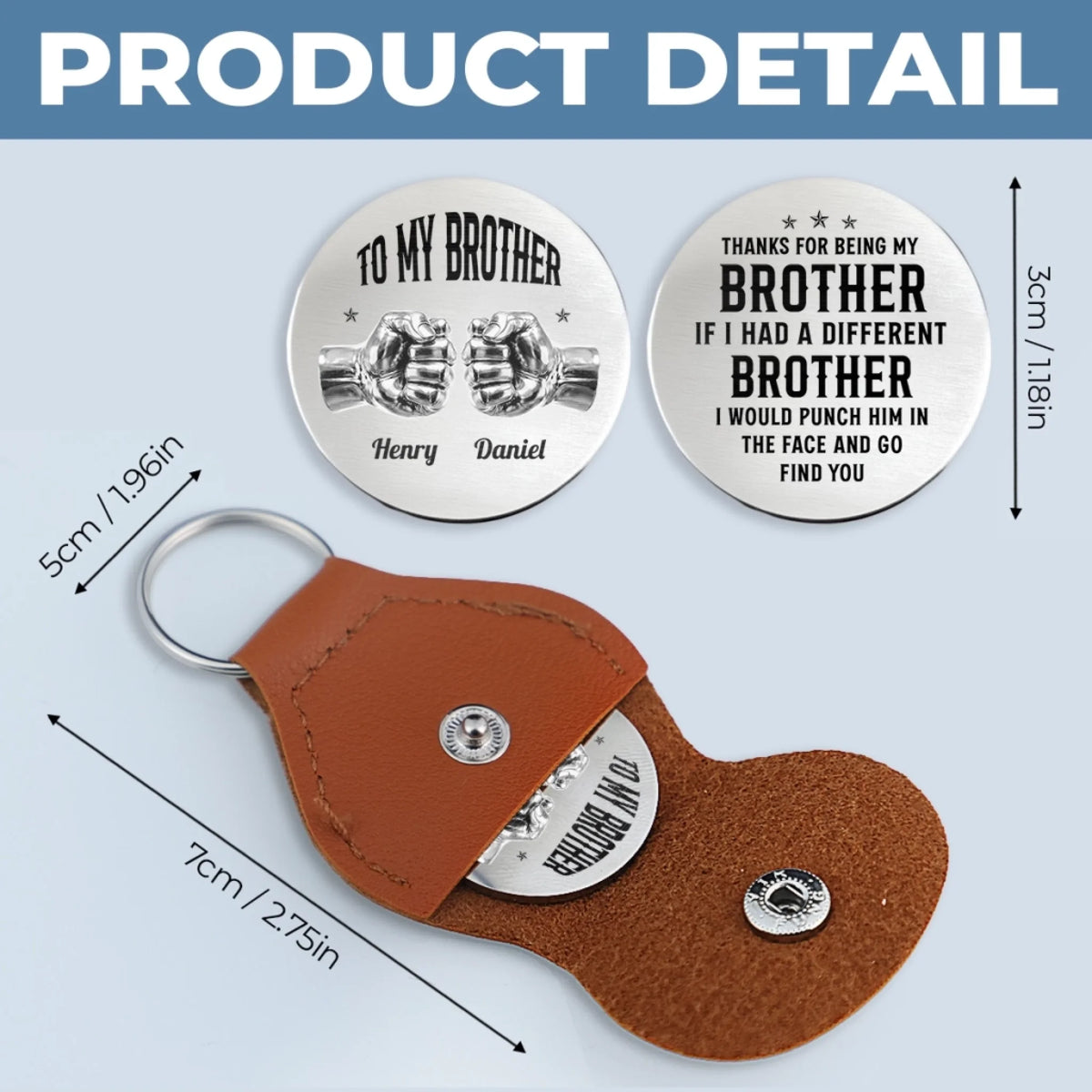 Custom Pocket Hug - Personalized Birthday Gifts For Brother - Side By Side Since Childhood