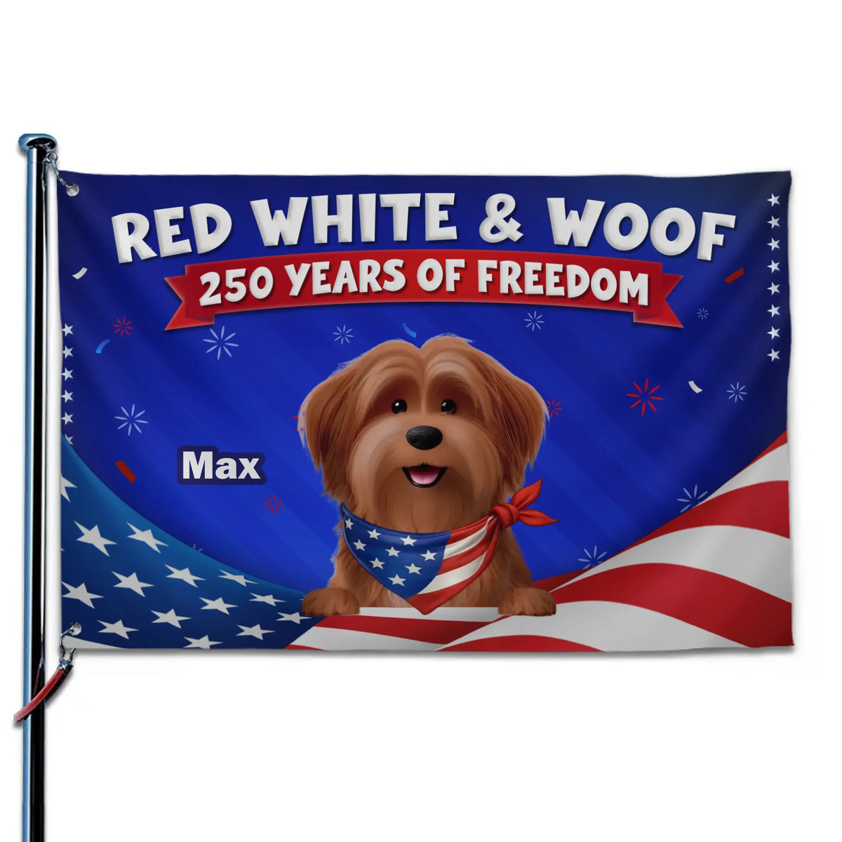 Custom Flag - Personalized America 250th Anniversary Gifts For Dog Lovers, Dog Dad And Mom - Freedom Lives Here