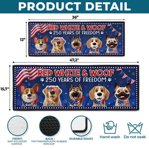 Custom Runner Rug - Personalized America 250th Anniversary Gifts For Dog Lovers, Dog Dad And Mom - Honoring Freedom