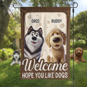 Custom Flag - Personalized Birthday Gifts For Dog Lovers, Dog Dad And Mom - Welcome To Our Dog Home
