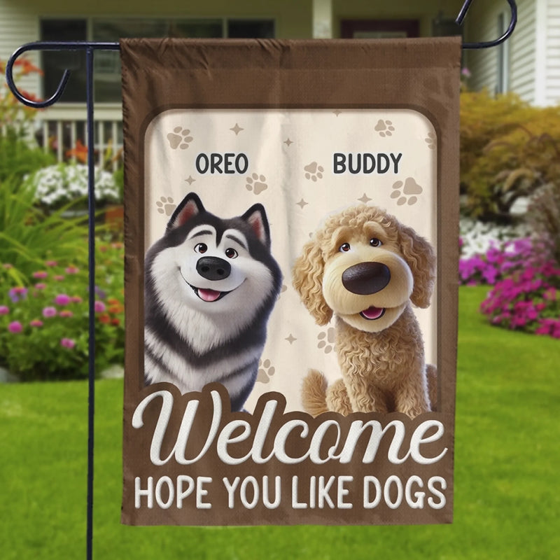 Custom Flag - Personalized Birthday Gifts For Dog Lovers, Dog Dad And Mom - Welcome To Our Dog Home
