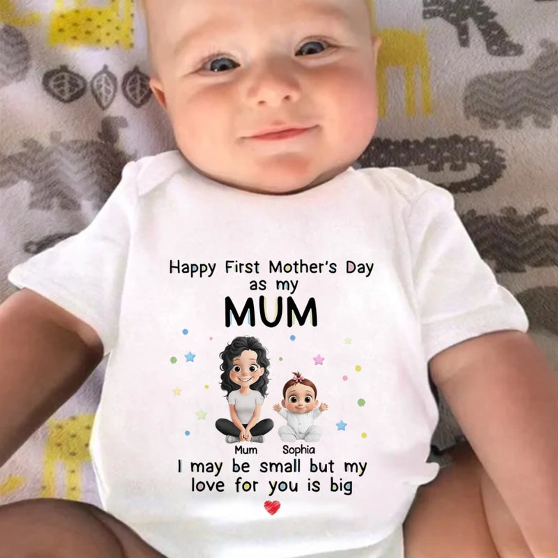 Custom First Mother's Day Baby Onesie - Personalized Baby Shower, Gender Reveal Gifts For New Moms, New Dads, New Parents - Loved From Day One