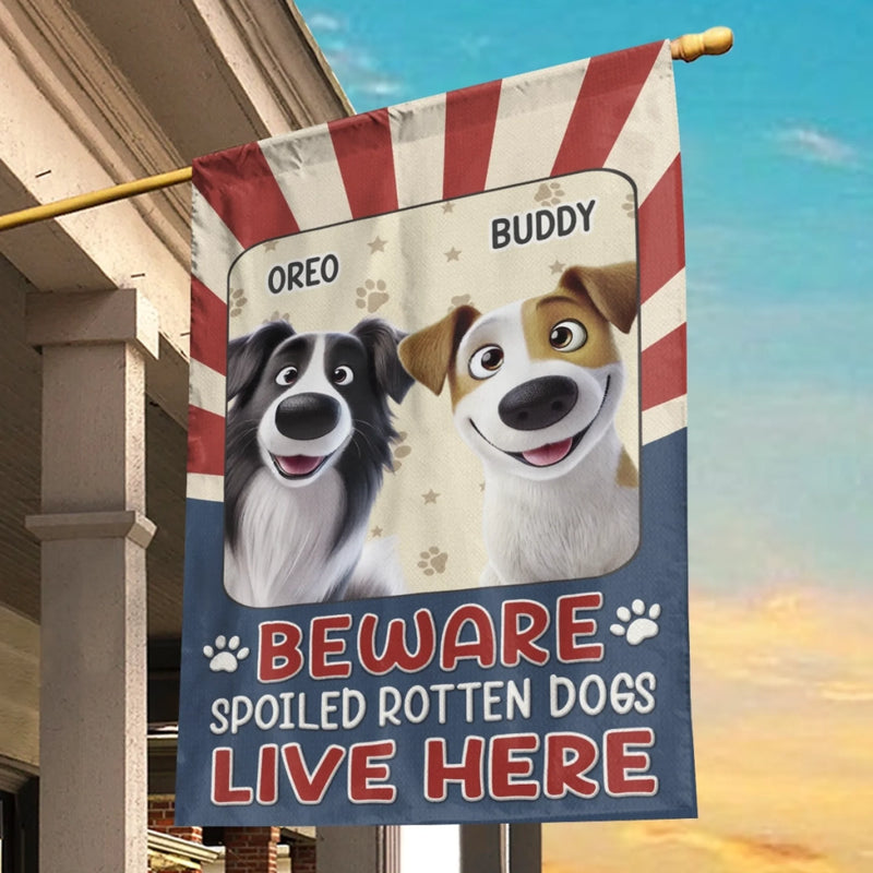 Custom Flag - Personalized Birthday Gifts For Dog Lovers, Dog Dad And Mom - Home Of Happy Spoiled Dogs