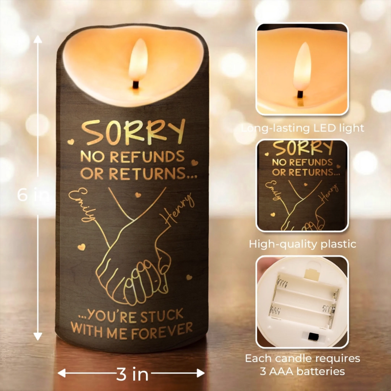 Custom LED Candle - Personalized Anniversary Wedding Gifts For Husband And Wife, Him And Her - Love Lights Our Way