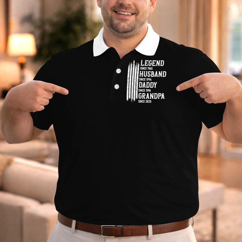 Custom All Over Print Polo Shirt - Personalized Birthday Gifts For Dad, Grandpa - Built With Strength & Love