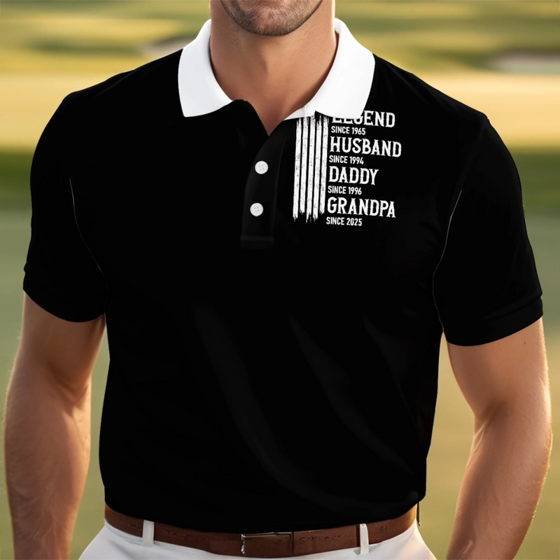 Custom All Over Print Polo Shirt - Personalized Birthday Gifts For Dad, Grandpa - Built With Strength & Love