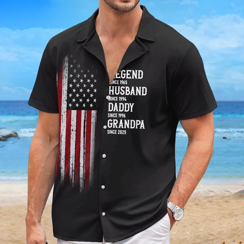 Custom Unisex Tropical Hawaiian Aloha Shirt - Personalized 4th Of July Gifts For Dad, Grandpa - Freedom Looks Good On Me