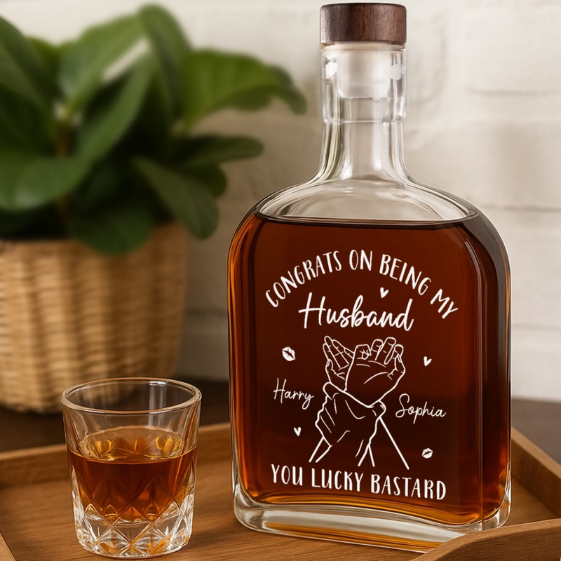 Custom Whiskey Bottle - Personalized Anniversary Wedding Gifts For Husband And Wife, Him And Her - Love Grows Stronger Together