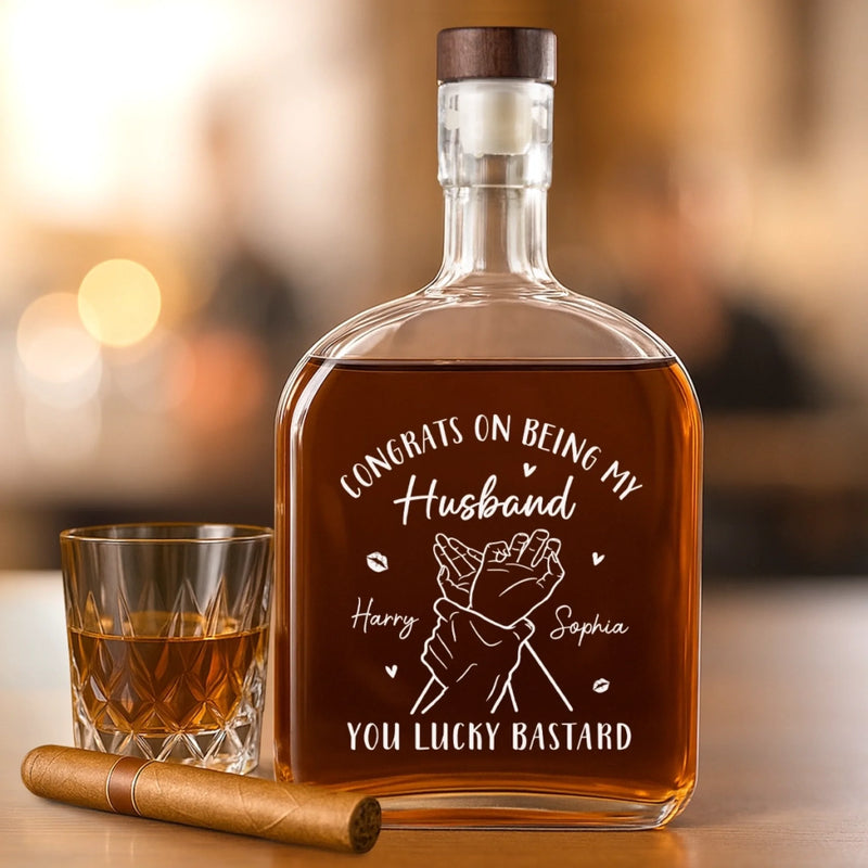 Custom Whiskey Bottle - Personalized Anniversary Wedding Gifts For Husband And Wife, Him And Her - Love Grows Stronger Together