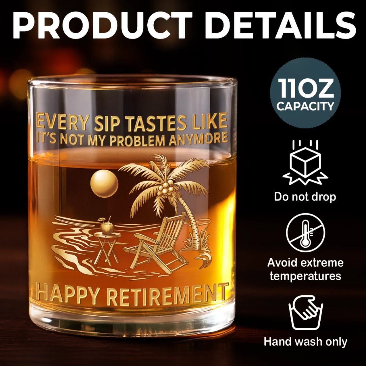 Custom 11oz Whiskey Glass - Personalized Retirement Gifts For Women, Men - Retired Not Expired