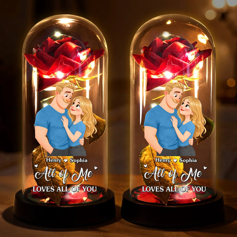 Custom Light Up Eternal Rose In Glass Dome - Personalized Anniversary Wedding Gifts For Husband And Wife, Him And Her - Our Hearts Choose Forward