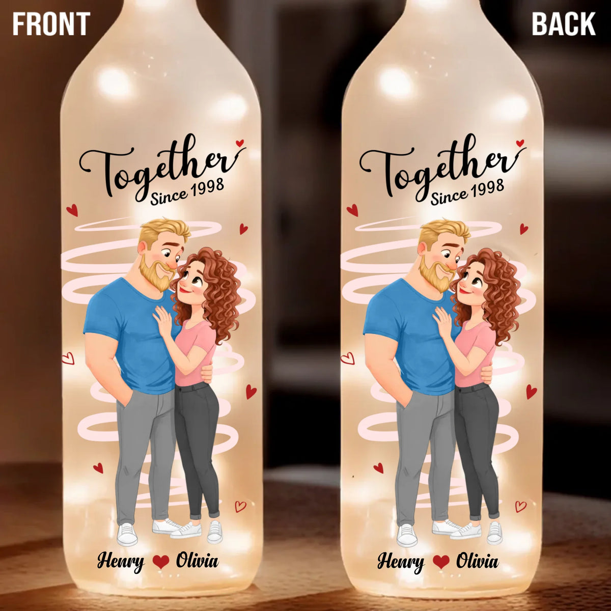 Custom Bottle Lamp - Personalized Anniversary Valentine Wedding Gifts For Husband And Wife, Him And Her - You Make Life Feel Lighter