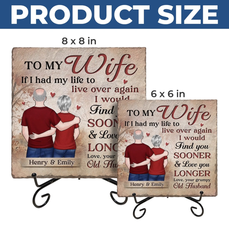 Custom Square Shaped Stone With Stand - Personalized Anniversary Wedding Gifts For Husband And Wife, Him And Her - Old Souls, Endless Love