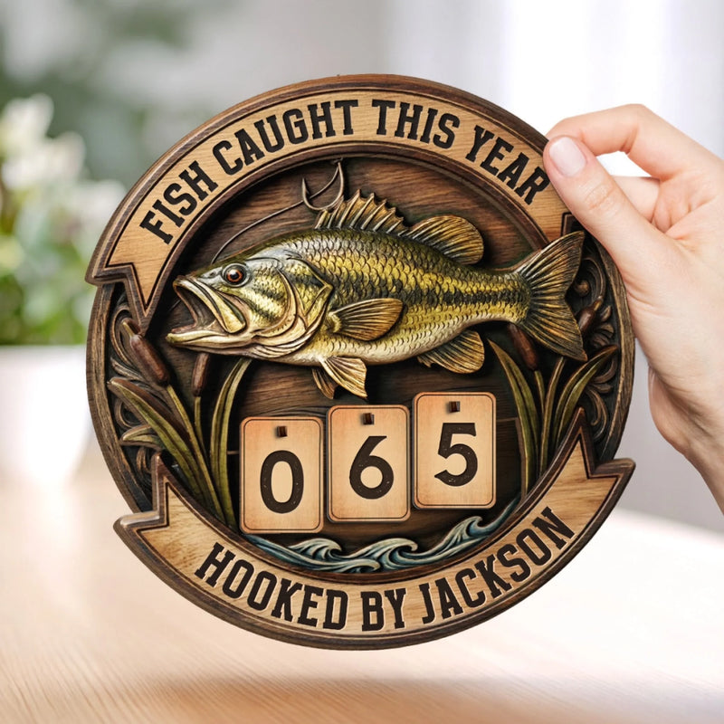 Custom Wooden Tracker Sign - Personalized Birthday Fishing Gifts For Fisherman - Real Catch Moment