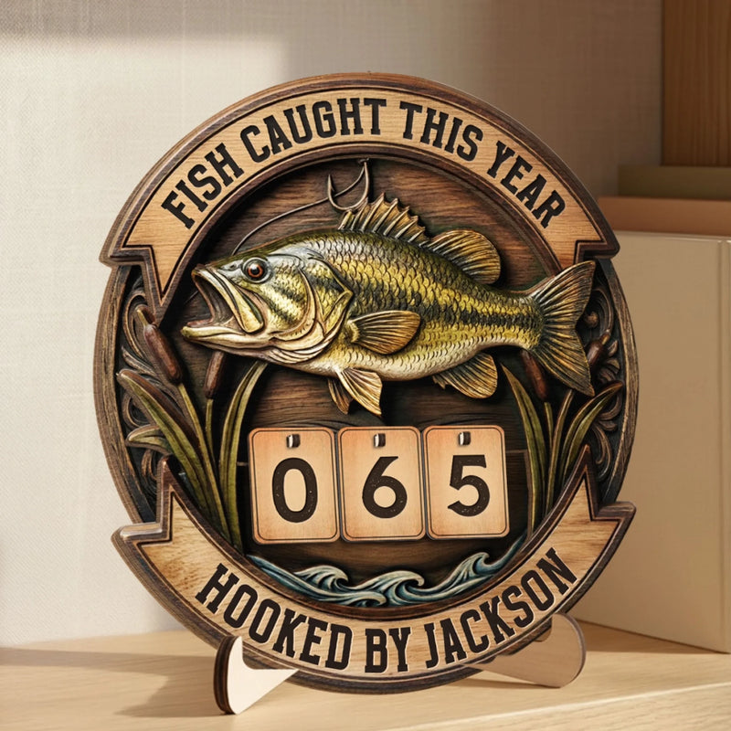 Custom Wooden Tracker Sign - Personalized Birthday Fishing Gifts For Fisherman - Real Catch Moment