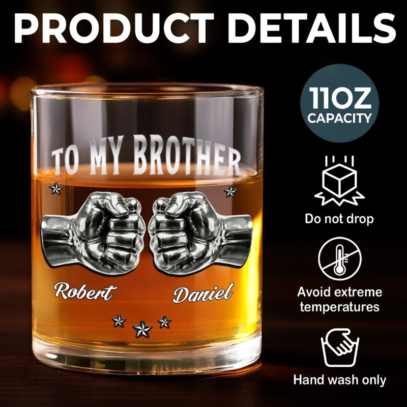 Custom Whiskey Glass - Personalized Birthday Gifts For Brother - A Sip Of Brotherhood