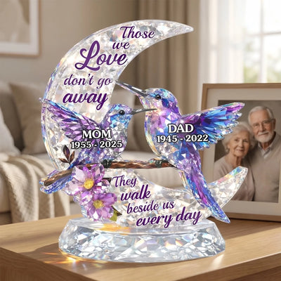 Custom Acrylic Plaque - Personalized Memorial Sympathy Gifts For Loss Of Mom, Dad - Love Never Dies