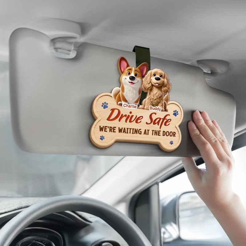 Custom Car Visor Clip - Personalized Birthday Gifts For Dog Lovers, Dog Dad And Mom - My Dog Is Waiting