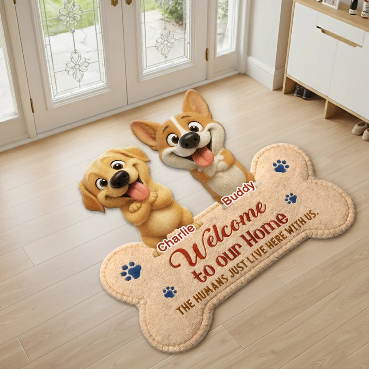 Custom Shaped Doormat - Personalized Birthday Gifts For Dog Lovers, Dog Dad And Mom - Beware Of Dog Kisses