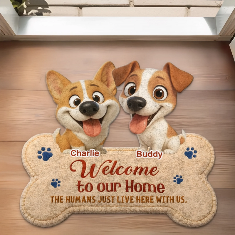 Custom Shaped Doormat - Personalized Birthday Gifts For Dog Lovers, Dog Dad And Mom - Dogs Welcome Humans Tolerated