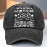 Custom Vintage Washed Denim Baseball Cap - Personalized Birthday Gifts For Brother - Always A Brother