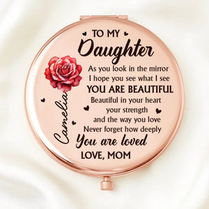 Custom Compact Mirror - Personalized Birthday Gifts For Daughter, Granddaughter - Forever Proud Of Daughter