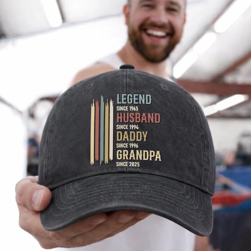 Custom Vintage Washed Denim Baseball Cap - Personalized Birthday Gifts For Dad, Grandpa - Proud To Be Your Kid