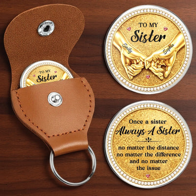 Custom Pocket Hug - Personalized Best Friend Birthday Gifts For Women, Besties, Sisters, BFF - Sisters Share One Heart