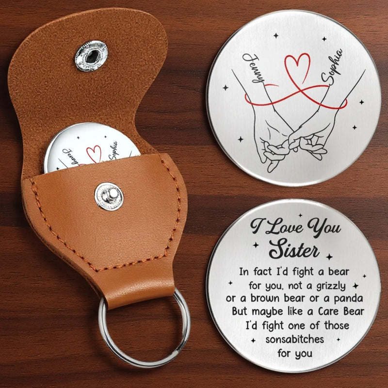 Custom Pocket Hug - Personalized Best Friend Birthday Gifts For Women, Besties, Sisters, BFF - Sisters Forever By Choice