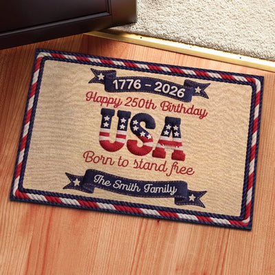 Custom Home Decor Decorative Mat - Personalized 4th Of July Gifts For Mom, Dad, Brother, Sister, Kids - Forever Free Forever Proud