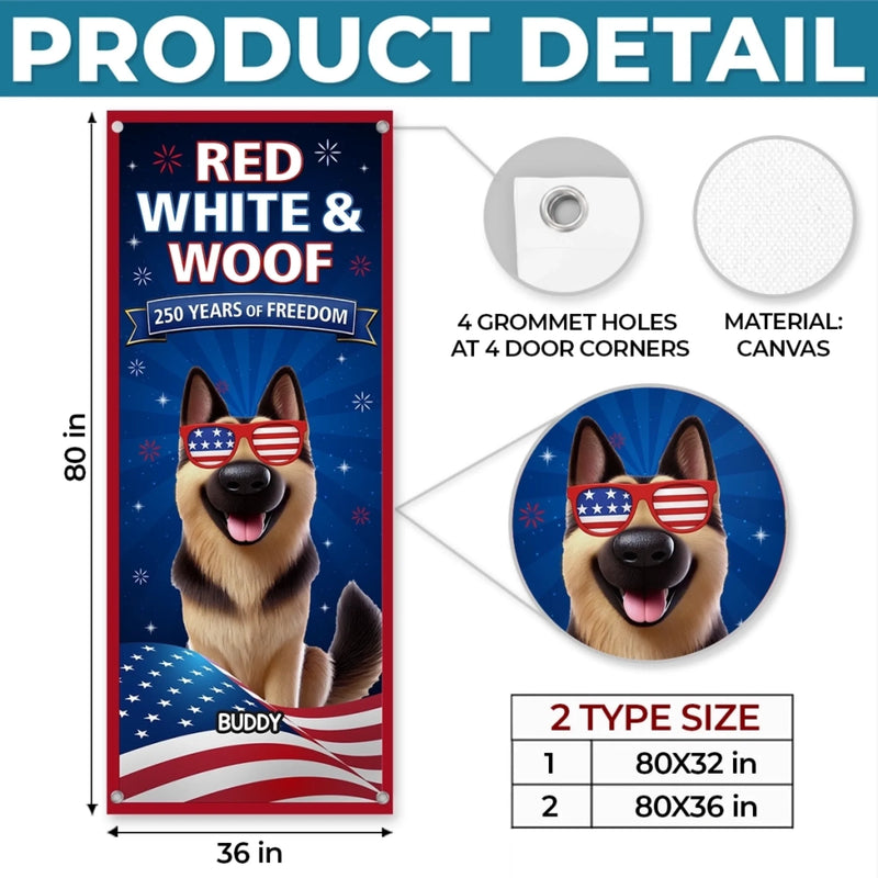 Custom Door Cover - Personalized 4th Of July Gifts  For Dog Lovers, Dog Dad And Mom - Land Of The Free