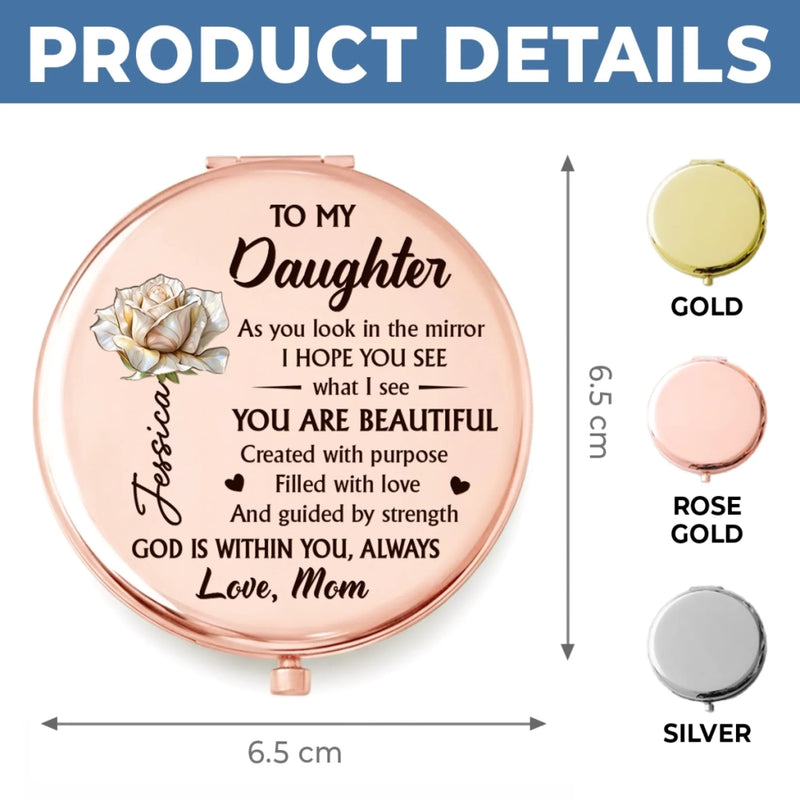Custom Compact Mirror - Personalized Birthday Gifts For Daughter, Granddaughter - Daughter Love Feels Like Home
