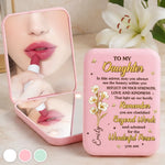 Custom LED Compact Makeup Mirror - Personalized Birthday Gifts For Daughter, Granddaughter - My World Is Daughter