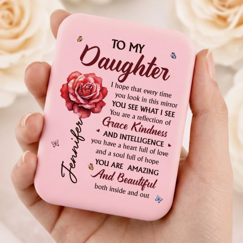 Custom LED Compact Makeup Mirror - Personalized Birthday Gifts For Daughter, Granddaughter - Daughter My Everyday Joy