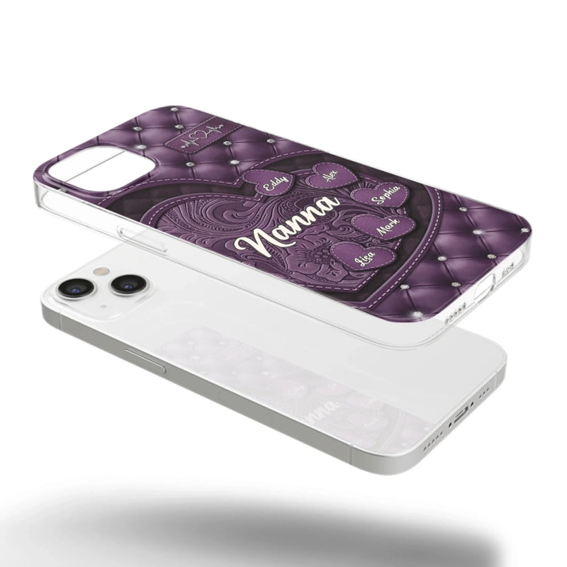 Custom Clear Phone Case - Personalized Mother's Day Birthday Gifts For Mom, Grandma - Hearts Held Together