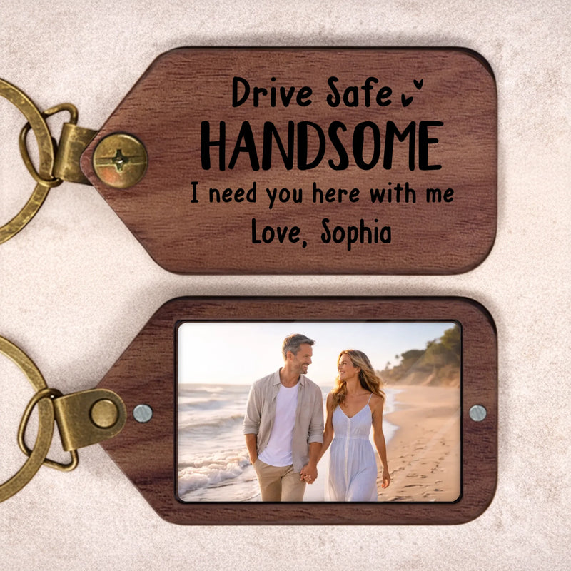 Custom Photo Wooden Keychain - Personalized Anniversary Wedding Gifts For Husband And Wife, Him And Her - You Make Moments Matter