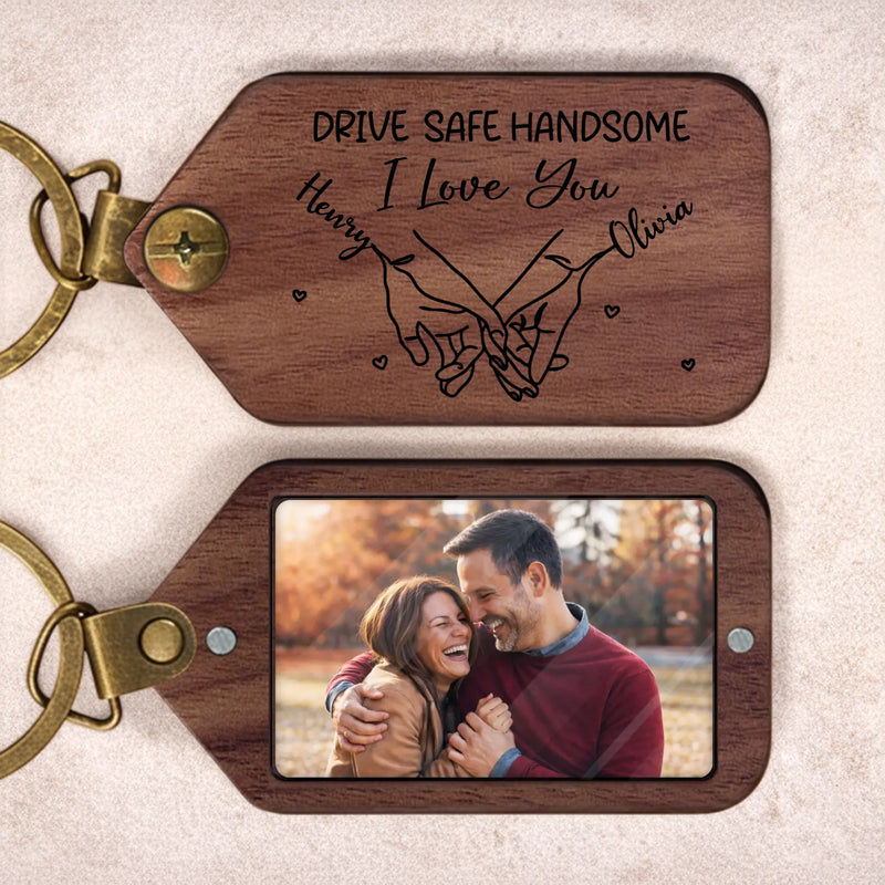 Custom Photo Wooden Keychain - Personalized Anniversary Wedding Gifts For Husband And Wife, Him And Her - Love Chosen In Small Ways