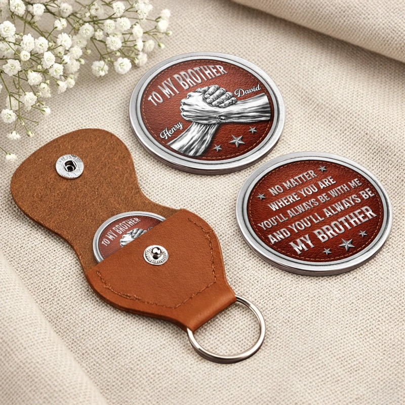 Custom Pocket Hug - Personalized Birthday Gifts For Brother - Brothers Stand Side By Side