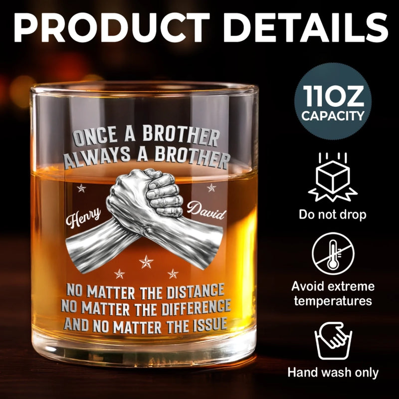 Custom Whiskey Glass - Personalized Birthday Gifts For Brother - Brothers Strong At Heart