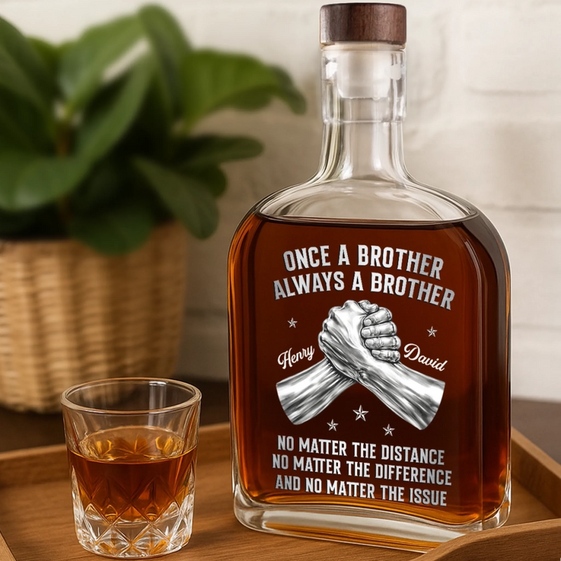 Custom Whiskey Bottle - Personalized Birthday Gifts For Brother - Brothers Through All Seasons