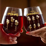 Custom Wine Glass - Personalized Mother's Day Birthday Gifts For Mom, Grandma - A Milestone Filled With Love
