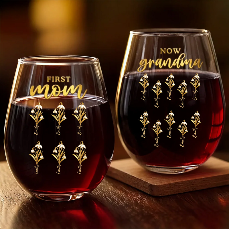 Custom Wine Glass - Personalized Mother's Day Birthday Gifts For Mom, Grandma - A Milestone Filled With Love