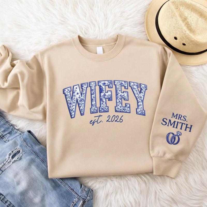 Custom Unisex Sweatshirt, Hoodie With Design On Sleeve - Personalized Anniversary Wedding Gifts For Husband And Wife, Him And Her -My Wife My Forever