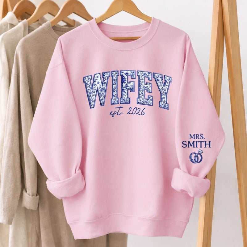 Custom Unisex Sweatshirt, Hoodie With Design On Sleeve - Personalized Anniversary Wedding Gifts For Husband And Wife, Him And Her -My Wife My Forever