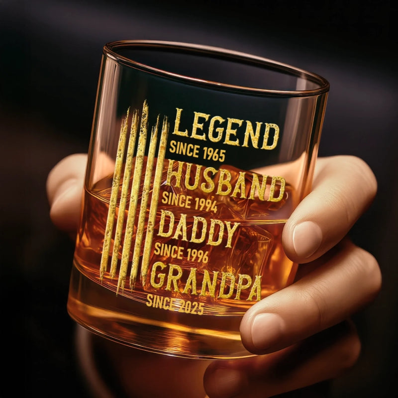 Custom Whiskey Glass - Personalized Birthday Gifts For Dad, Grandpa, Husband - Made Of Strong Stuff