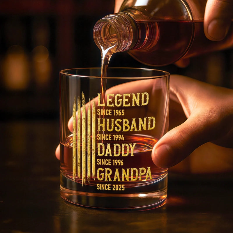 Custom Whiskey Glass - Personalized Birthday Gifts For Dad, Grandpa, Husband - Made Of Strong Stuff